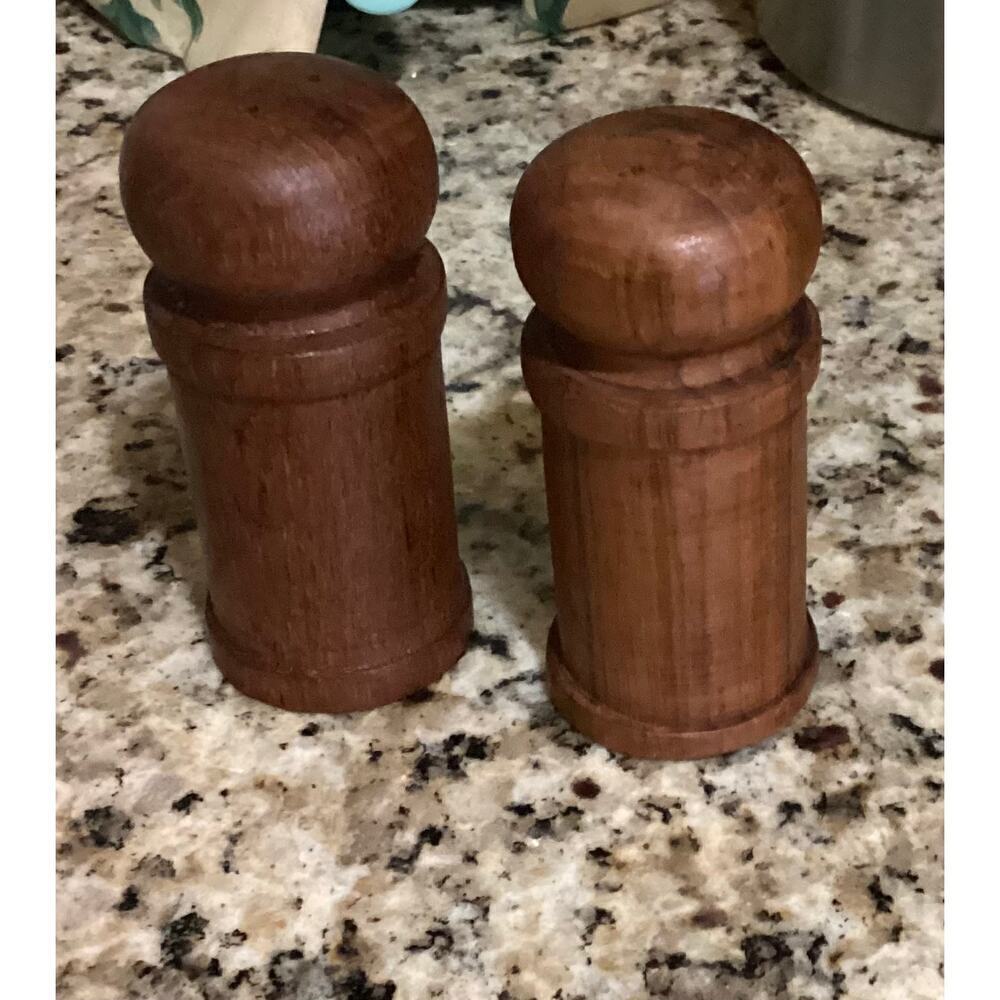 Vintage teak wood salt and pepper  shakers